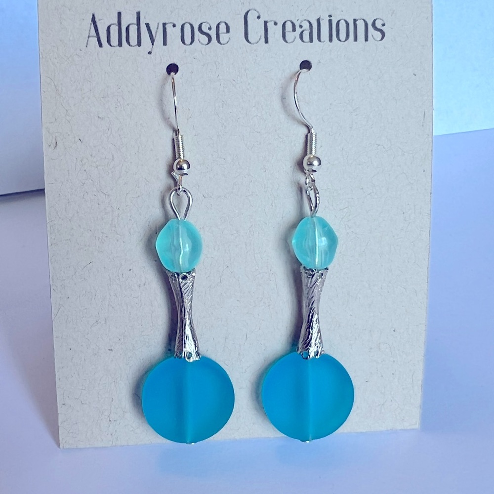 Blue sea glass dangles